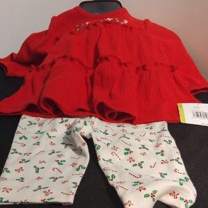 Little Me Red and Green Festive Outfit